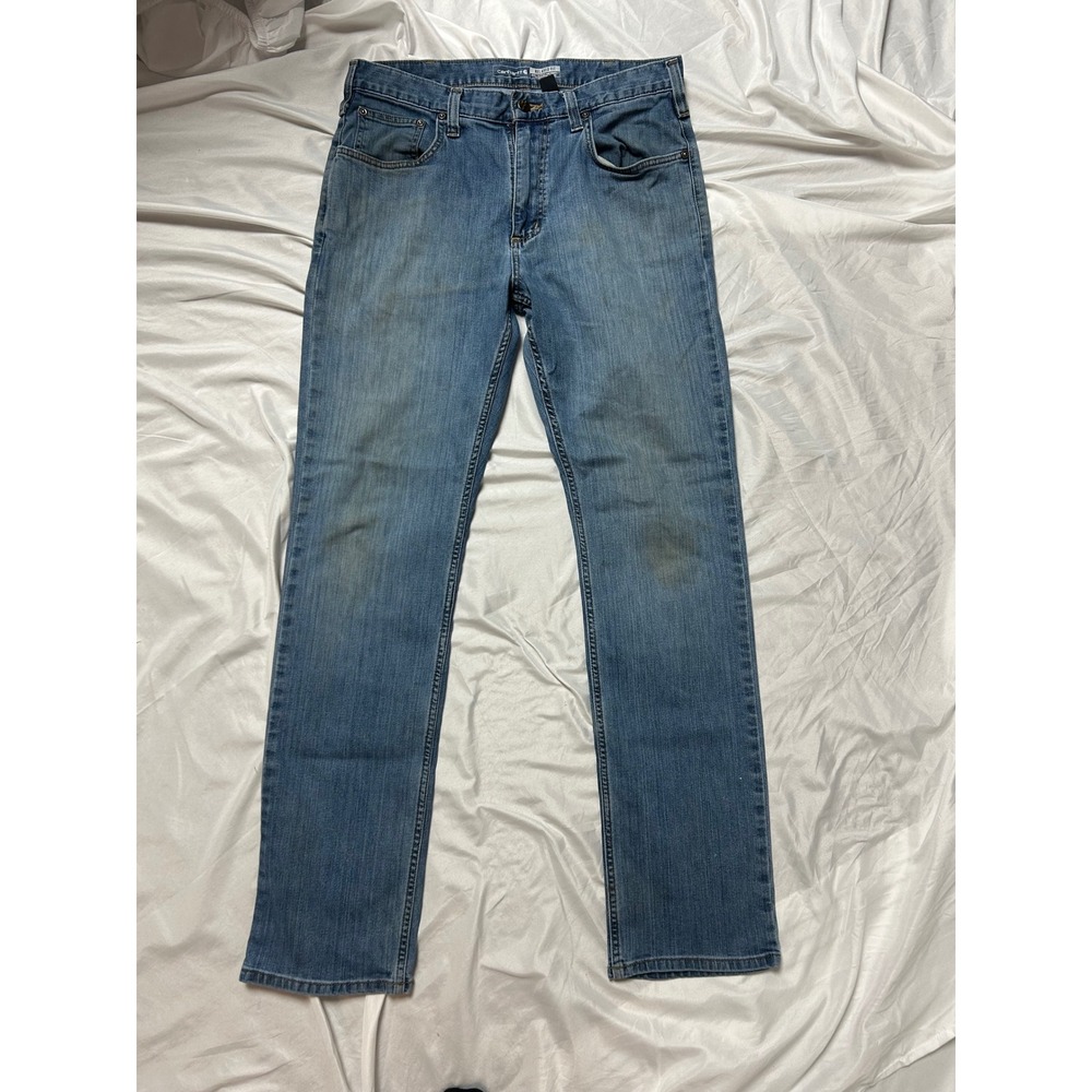 Carhartt Relaxed Fit Mens Jeans 33x34 Medium Wash Blue Denim Workwear Pants